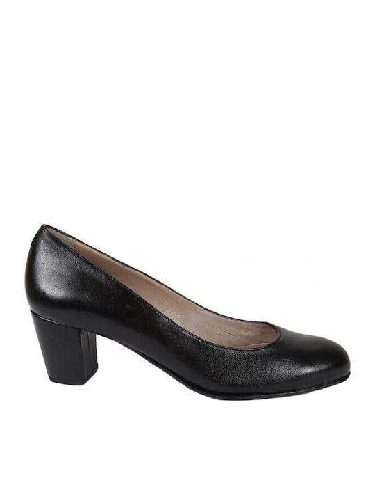 Leather Black Medium Heels