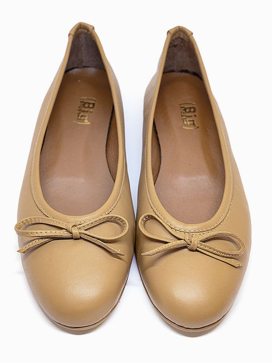 Lederne Damen Ballerinas in Tabac Braun Farbe