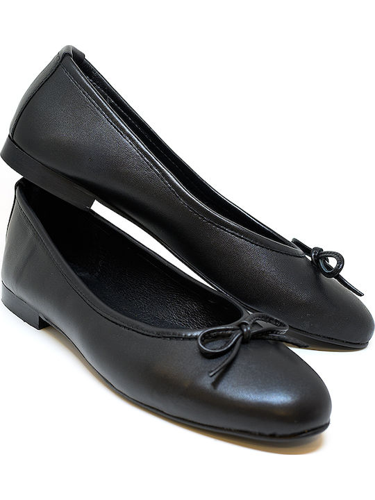 Leder Damen Ballerinas Schwarze