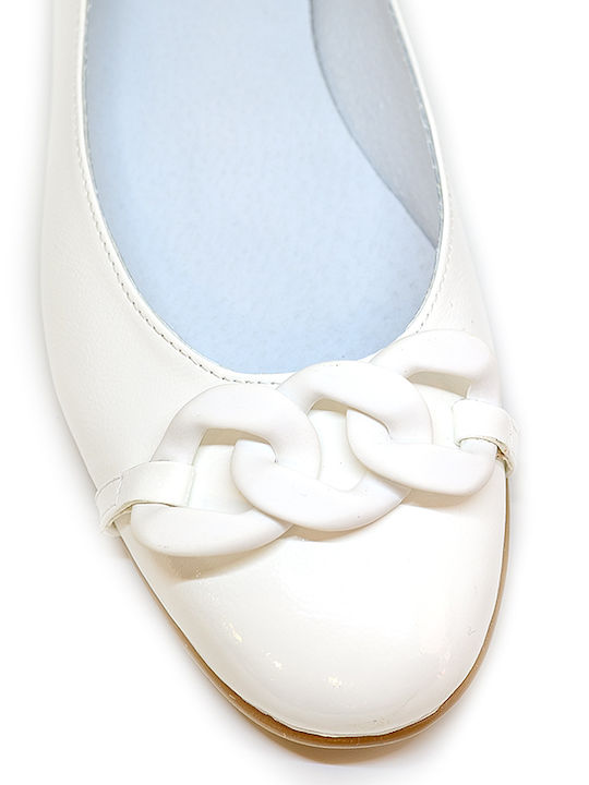 Damen Ballerinas aus Lackleder in Weiß Farbe