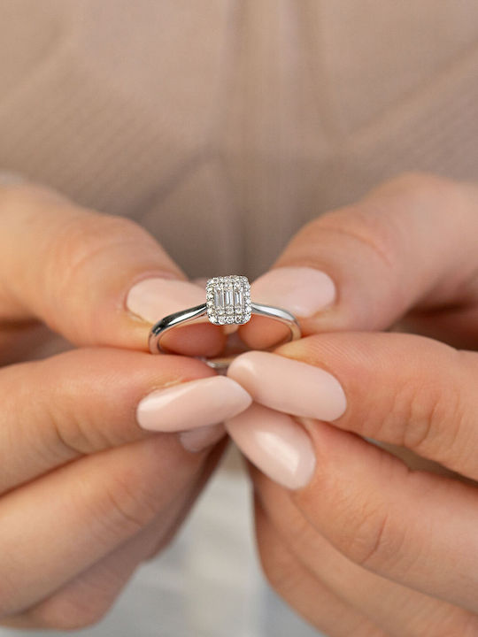 Diamond Group Μονόπετρο από Λευκόχρυσο 18Κ Diamond Group Μονόπετρο από Λευκόχρυσο 18Κ