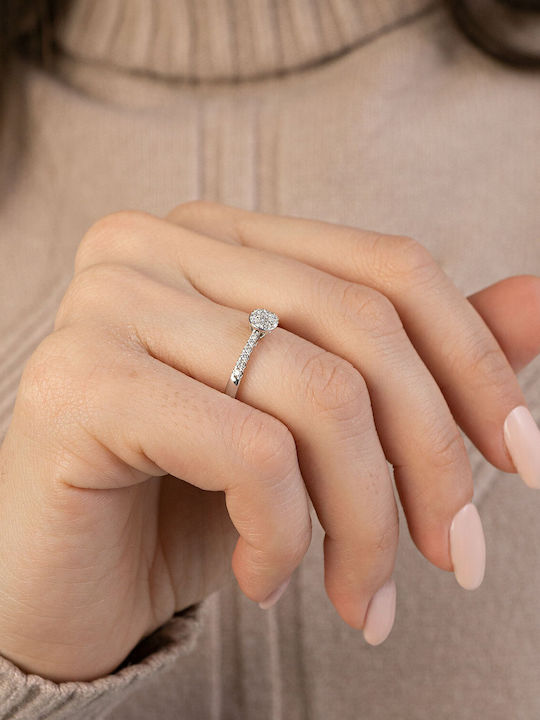 Diamond Group Μονόπετρο από Λευκόχρυσο 18Κ με Διαμάντι