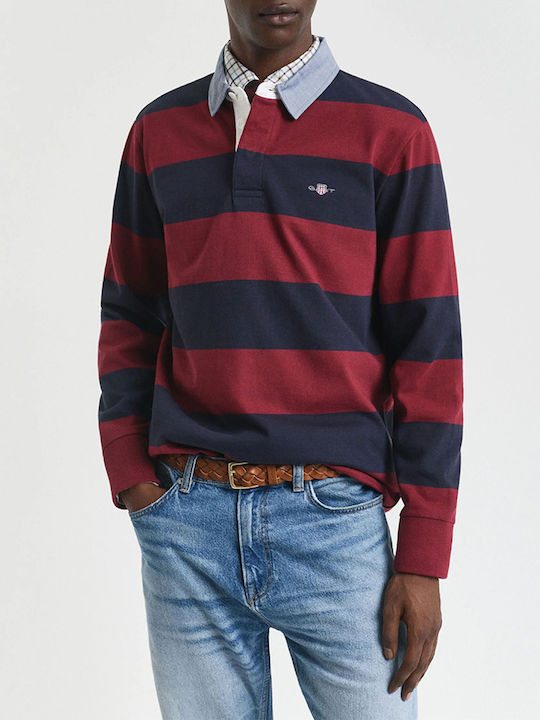 Heavy Polo Long Sleeve Burgundy Blouse