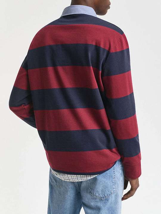 Heavy Polo Long Sleeve Burgundy Blouse