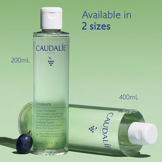 Caudalie Vinopure BIO Loțiune Tonică pentru Față cu Acid Salicilic 400ml