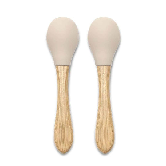 Lorelli Baby Set with Spoons made of Silicone Beige 2pcs