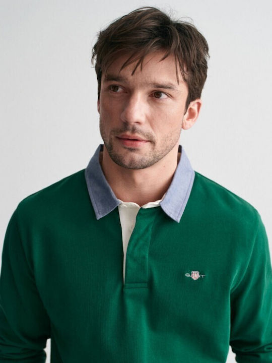 Heavy Polo Long Sleeve Blouse Green