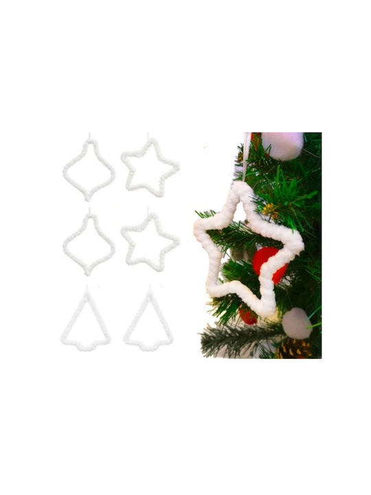 Christmas Tree Ornament Bell Fabric White 12x13cm