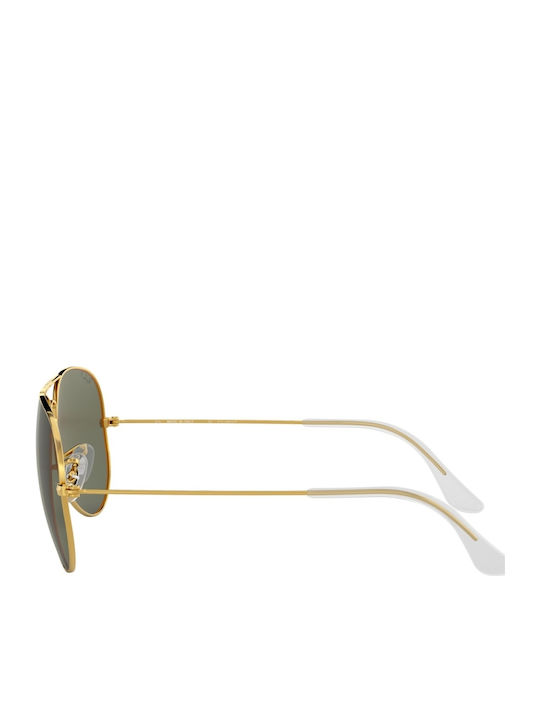 Ray Ban Aviator Unisex Sunglasses with Gold Metal Frame and Green Polarized Lens RB3025 001/58