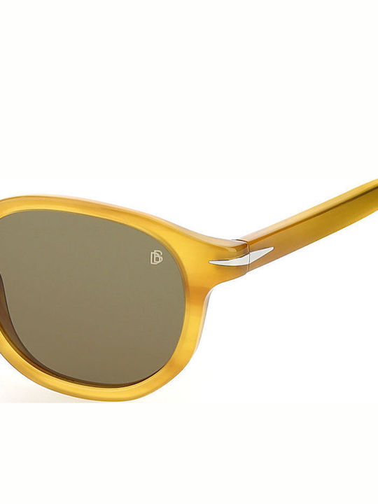 David Beckham Unisex Sunglasses with Yellow Plastic Frame and Green Lens DB 1007/S B4L/QT