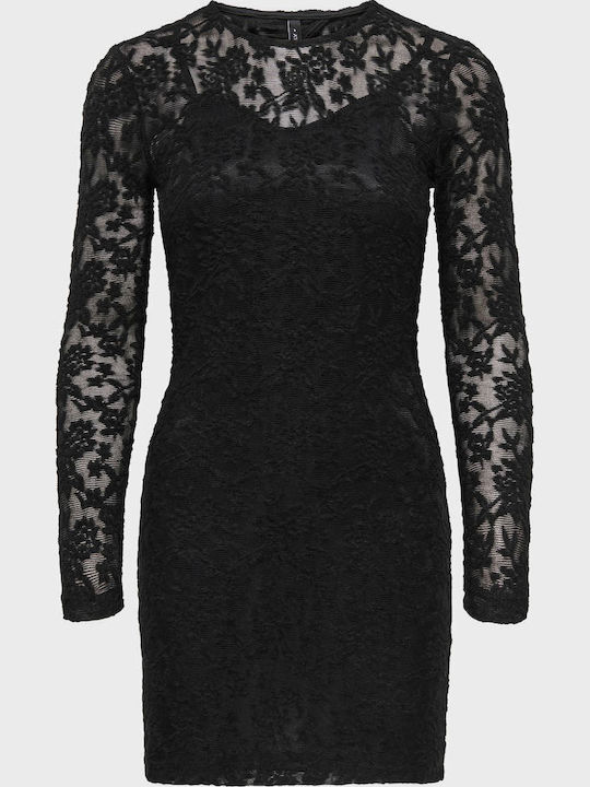 Blaise Mini Abendkleid Offener Rücken Mit Spitze Und Transparenz Schwarz