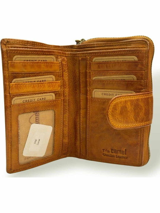 Large Leather Women's Wallet Tabac Brown