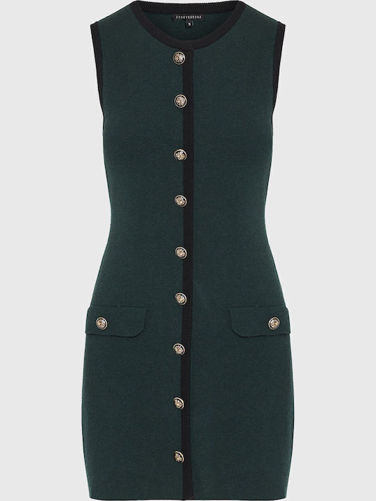 Mini Hemdkleid Gestrickt Grünes FBL012-106-13 Deep Emerald