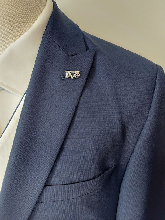 Costum Bărbați Cu vestă Blue