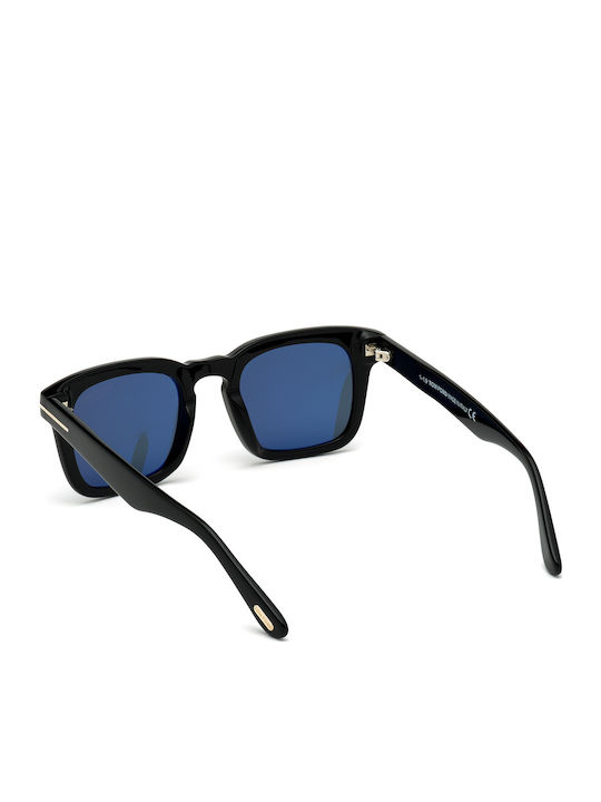 Tom Ford Dax Male Sunglasses With Black Horn-Rimmed Frame And Blue Gradient Lens FT0751 01V