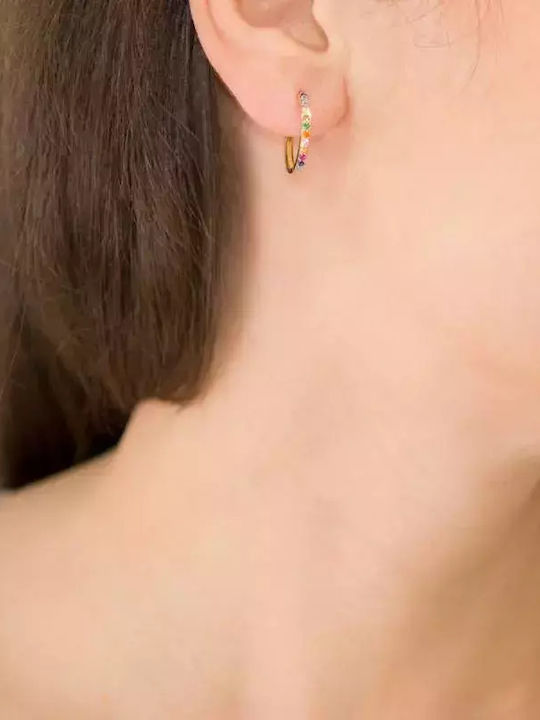 Earrings Hoops made of Gold 14K with Stones