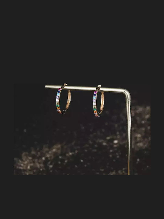 Earrings Hoops made of Gold 14K with Stones