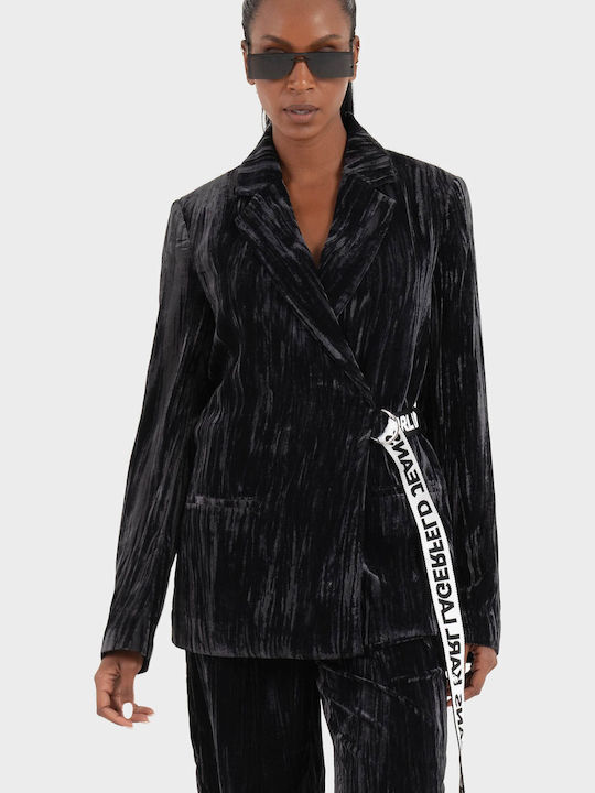 Karl Lagerfeld Women's Velvet Blazer Black