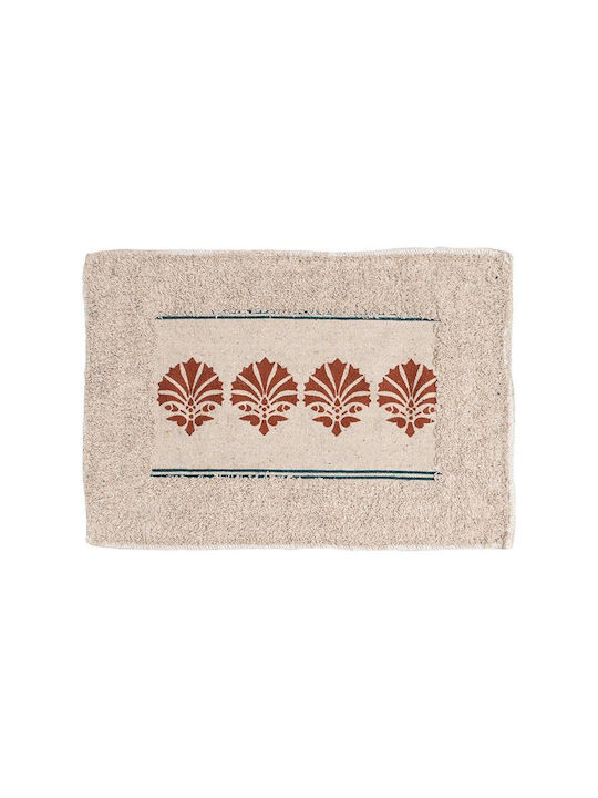 Estia Bath Mat Cotton Floral 02-11239 Beige 40x60cm