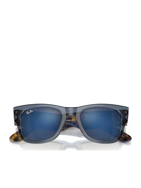 Ray Ban Mega Wayfarer Unisex Ochelari de soare cu Maro Tortoise Cadru și Albastru Lentilă RB0840S 6638O4