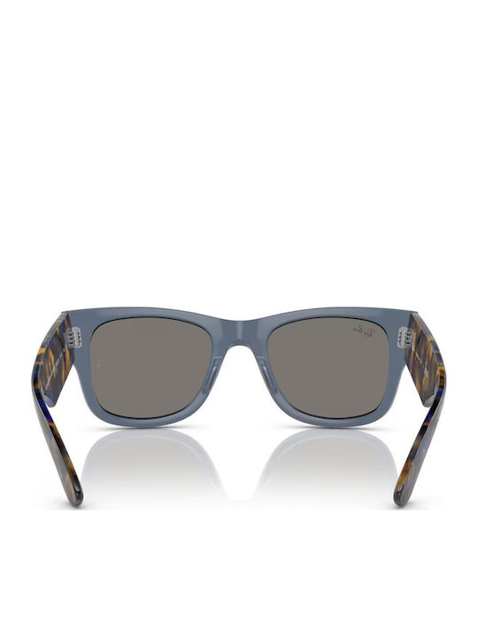 Ray Ban Mega Wayfarer Unisex Ochelari de soare cu Maro Tortoise Cadru și Albastru Lentilă RB0840S 6638O4