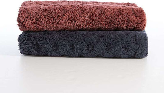 Nef-Nef Homeware Bath Mat Cotton Bath Mat Vania Blue/black 60x90cm