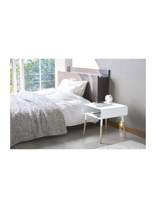 Quadratischer Beistelltisch Plain Metall Weiß / Natur M35xL35xH35cm