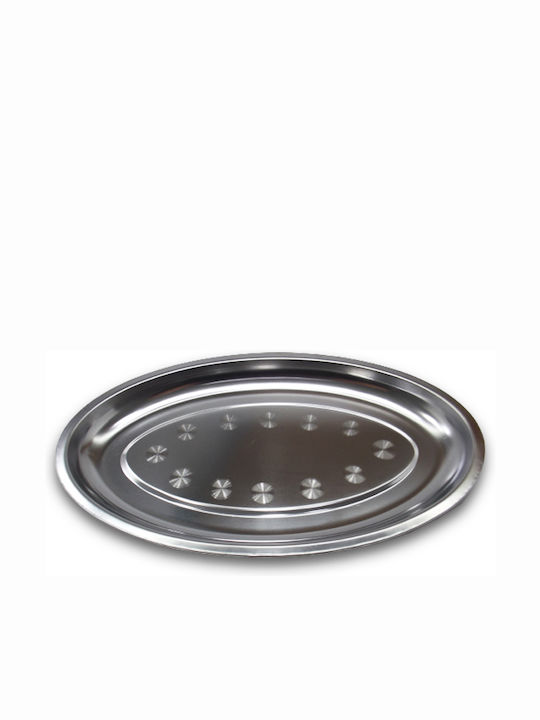Servierplatte Oval Rostfreier Stahl Silber 34x21cm 1Stück