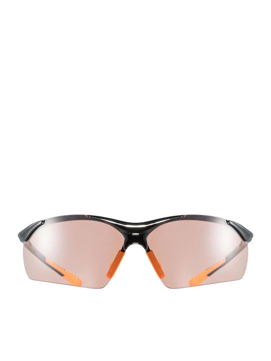 Uvex Sportstyle 223 Ανδρικά Γυαλιά Ηλίου με Μαύρο Κοκκάλινο Σκελετό και Πορτοκαλί Φακό S5309822212