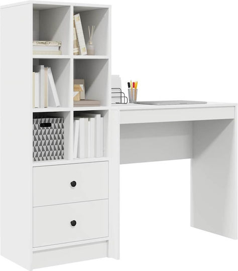 Desk Wooden with Bookshelf White 80x40x76cm