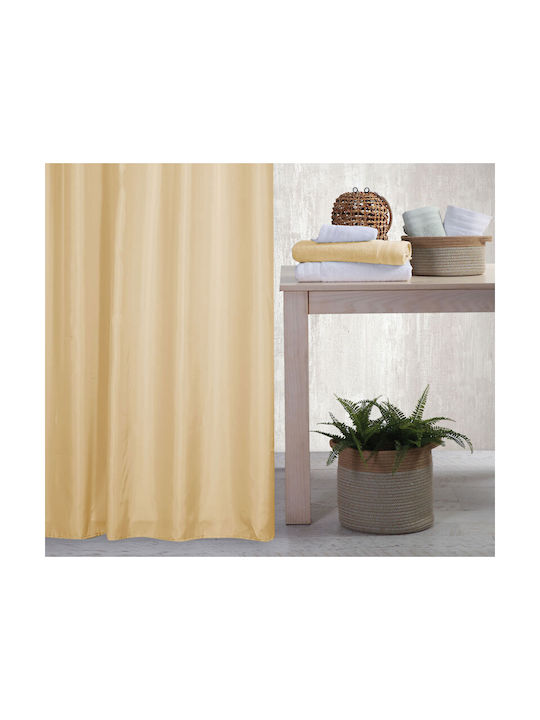 Nef-Nef Homeware Shower Shower Curtain Fabric with Hooks 180x180cm Linen 011825