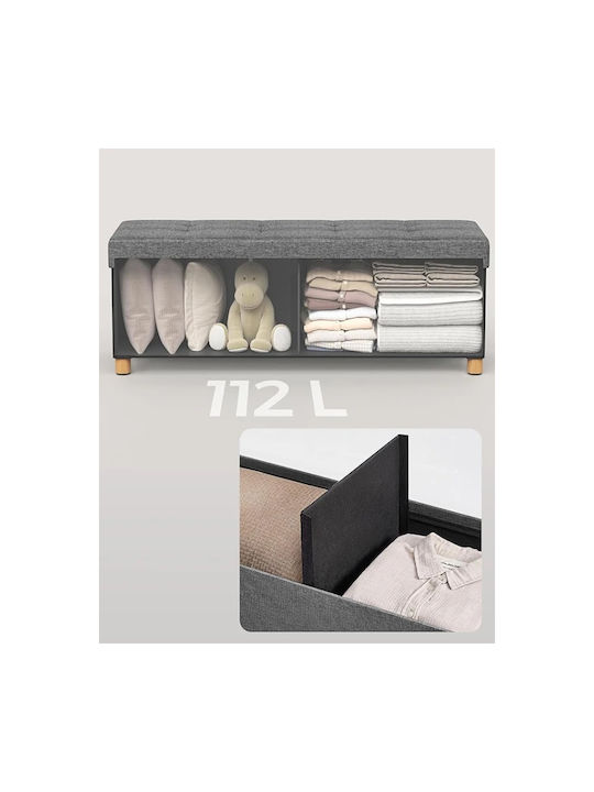 Stool For Living Room Collapsible With Storage Space Upholstered with Fabric Dark grey 38x110x38cm