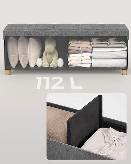 Scaune Camera de zi Pliabil Cu spațiu de depozitare Tapițat cu Țesătură Gri închis 38x110x38buc