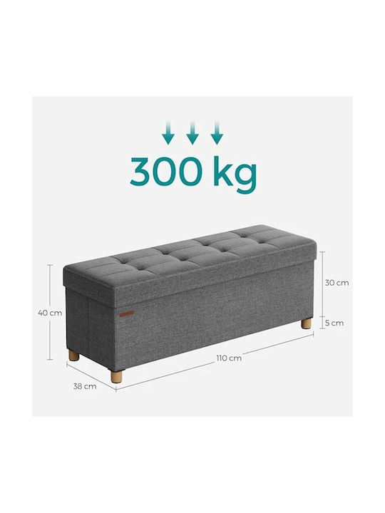 Stool For Living Room Collapsible With Storage Space Upholstered with Fabric Dark grey 38x110x38cm