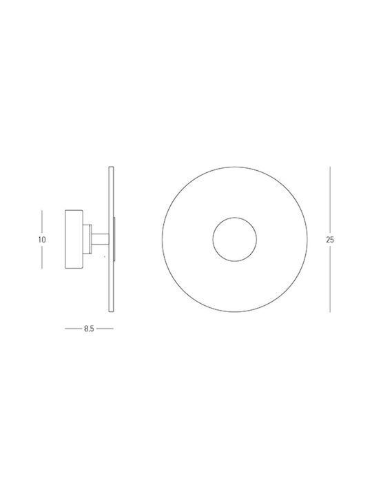 Zambelis Lights Lamp Wall with Integrated LED and Warm White Light Black