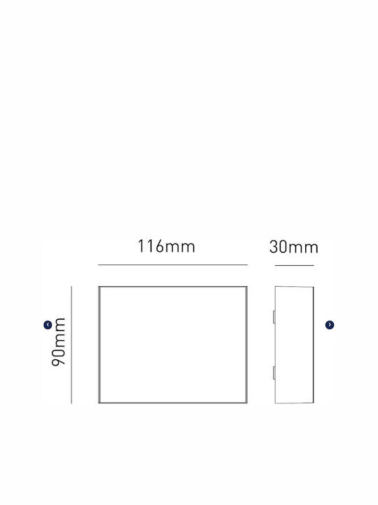 Bot Lighting Επιτοίχιο Εξωτερικό Φωτιστικό LED IP65 με Ρυθμιζόμενο Λευκό Φως 11.6x3x9εκ.