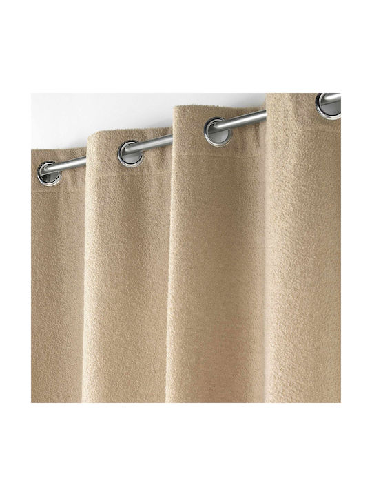 PanOikos Κουρτίνα με Τρουκς Woolly Μπεζ 140x240εκ.