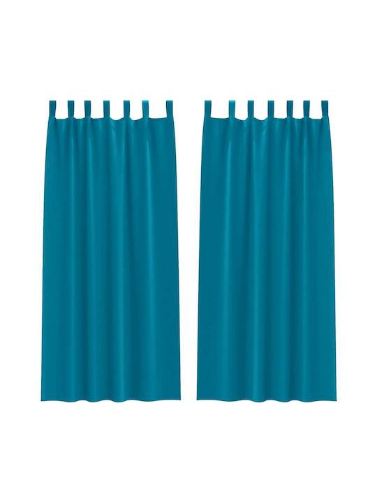 vidaXL Set Vorhänge Fenster mit Obere Registerkarte Türkis 140x245cm