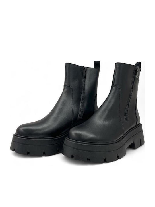 Leather Women's Ankle Boots Black