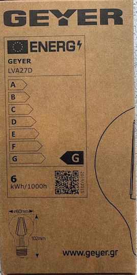 Geyer LED Bulb 6W for Socket E27 and Shape A60 Warm White 500lm