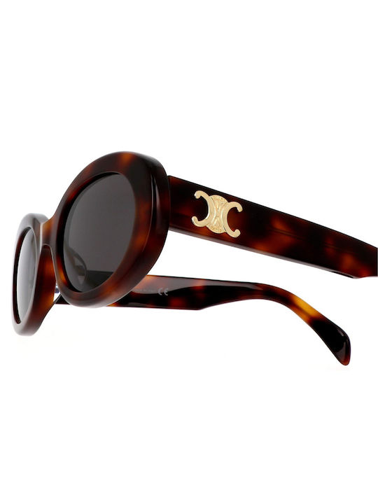 Celine Damen Sonnenbrille mit Braun Schildkröte Kunststoff Gestell und Gray Linse cl40194u-53A