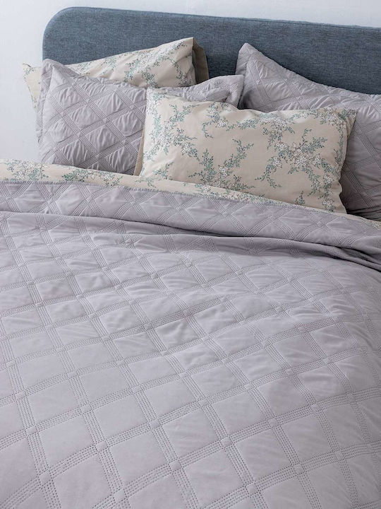 Palamaiki Ifigeneia Σετ Κουβερλί Ημίδιπλο Microfiber Silver 180x240cm