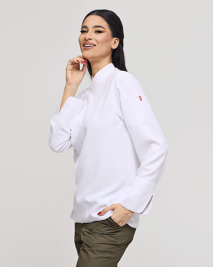 Velilla Mantel Koch 100% Mikrofaser Unisex Weiß mit Langärmelig 405210