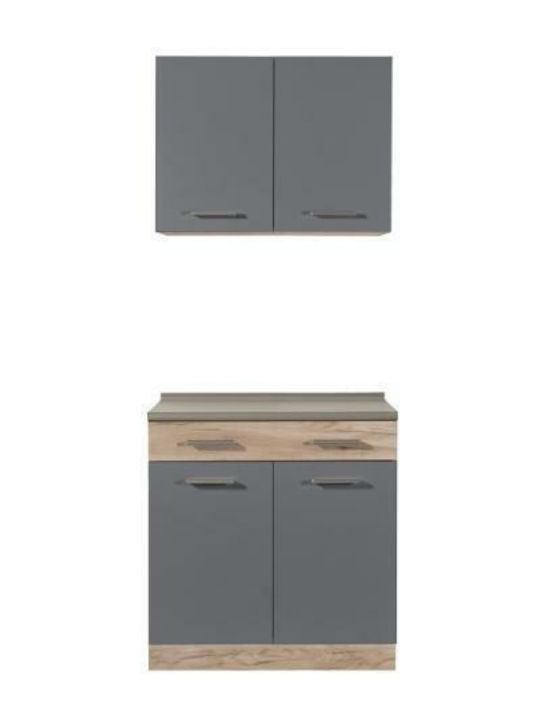 Dalila Kitchen Cabinet Set Wall & Floor Grey Oak / Grey 80x60x200pcs