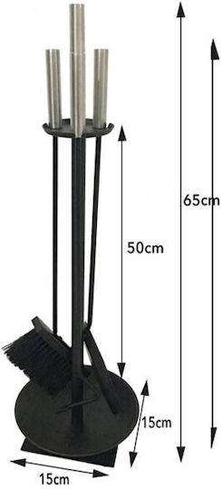 Home & Camp Set de unelte pentru șemineu cu cleștar Inox Negru