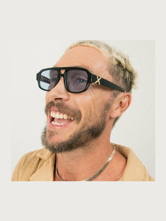 Oscar & Frank Unisex Sunglasses with Black Plastic Frame and Blue Lens MAKATI