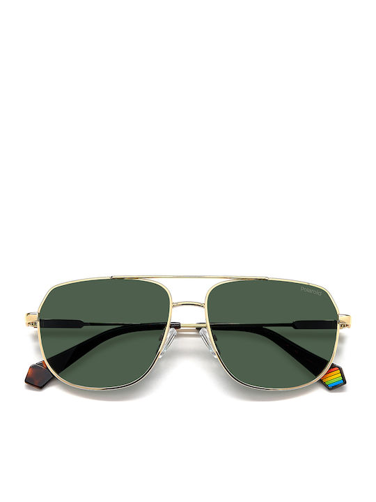 Polaroid Men's Sunglasses with Gold Metal Frame and Green Polarized Lens PLD6195/S/X J5G/UC