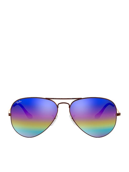 Ray Ban Aviator Unisex Sunglasses with Black Metallic Frame and Blue Gradient Lenses RB3025 9019 C2