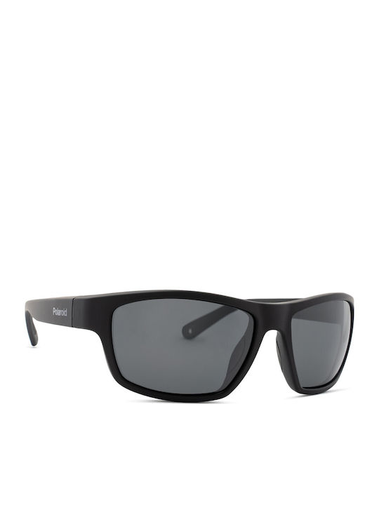 Polaroid Men's Sunglasses with Black Horn-Rimmed Frame and Grey Polarized Lens PLD7037/S 807/M9