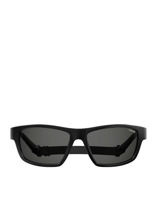 Polaroid Men's Sunglasses with Black Horn-Rimmed Frame and Grey Polarized Lens PLD7037/S 807/M9